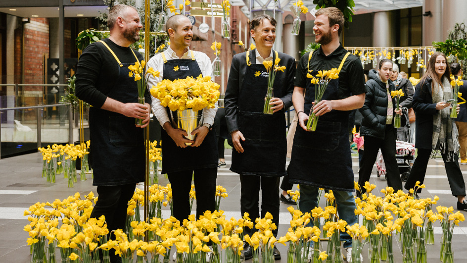 Todd harper with Daffodil Day volunteers